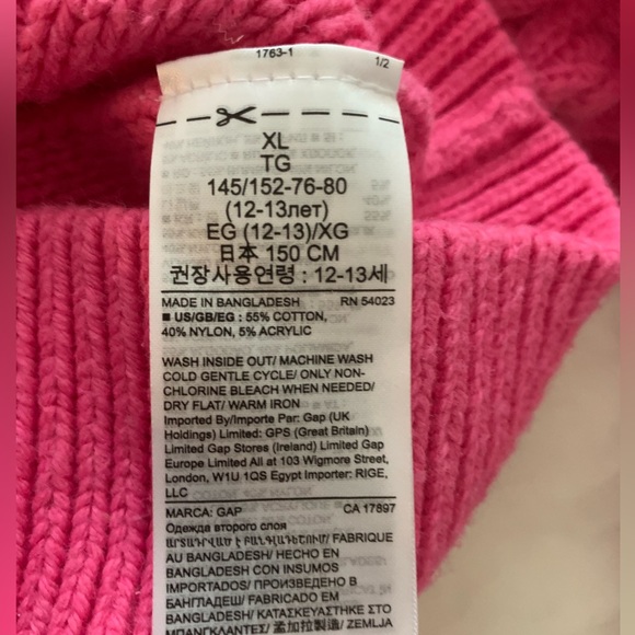 GAP Girls Cable Knit Pink Sweater (XL) - Picture 4 of 5